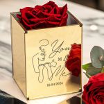 Παντοτινό Τριαντάφυλλο σε Θήκη με Μονογράμματα για Ζευγάρια