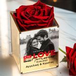 Παντοτινό Τριαντάφυλλο σε Θήκη με Ονόματα, Δώρο για Ζευγάρια