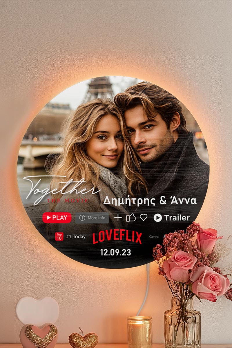 Φωτιστικό Τοίχου Led για Ζευγάρι με Ονόματα και Φωτογραφία