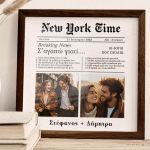 Κορνίζα με Φωτογραφίες σε Στυλ Εφημερίδας, Δώρο για Επέτειο