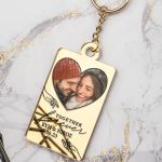 Μπρελόκ Golden Mirror με Φωτογραφία, Δώρο για Ζευγάρι