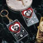 Σετ 2 Μπρελόκ με Φωτογραφία σε Σχήμα Καρδιά για Ζευγάρι