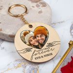 Ξύλινο Μπρελόκ Κλειδιών με Φωτογραφία, Δώρο για Ζευγάρια
