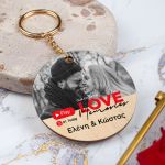 Μπρελόκ Κλειδιών Ξύλινο με Ονόματα, Δώρο για Ζευγάρι