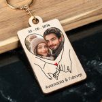 Μπρελόκ Κλειδιών Ξύλινο με Φωτογραφία σε Σχήμα Καρδια