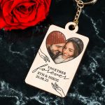 Μπρελόκ Ξύλινο με Φωτογραφία και Ονόματα, Δώρο για Ζευγάρι