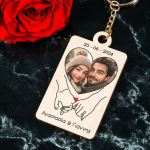 Μπρελόκ Κλειδιών Ξύλινο με Φωτογραφία σε Σχήμα Καρδια