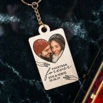 Μπρελόκ Ξύλινο με Φωτογραφία και Ονόματα, Δώρο για Ζευγάρι
