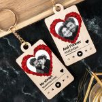 Σετ 2 Ξύλινων Μπρελόκ Κλειδιών με Φωτογραφία, Δώρο για Ζευγάρι