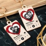 Σετ 2 Ξύλινων Μπρελόκ Κλειδιών με Φωτογραφία, Δώρο για Ζευγάρι