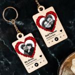 Σετ 2 Ξύλινων Μπρελόκ Κλειδιών με Φωτογραφία, Δώρο για Ζευγάρι