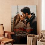 Πίνακας σε Καμβά με Ημερομηνία και Ονόματα , Δώρο για Ζευγάρι
