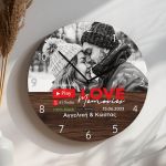 Μεγάλο Ρολόι Ξύλινο Τοίχου με Φωτογραφία, Δώρο για Ζευγάρια