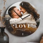 Ξύλινο Ρολόι Τοίχου με Ονόματα και Ημερομηνία, Δώρο για Ζευγάρι