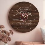 Μεγάλο Ξύλινο Ρολόι Τοίχου, Προσωποποιημένο Δώρο για Ζευγάρι