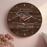 Μεγάλο Ξύλινο Ρολόι Τοίχου, Προσωποποιημένο Δώρο για Ζευγάρι
