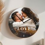 Ξύλινο Ρολόι Τοίχου με Ονόματα και Ημερομηνία, Δώρο για Ζευγάρι