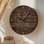 Ξύλινο Ρολόι Τοίχου με Αρχικά και Ημερομηνία, Δώρο για Ζευγάρια