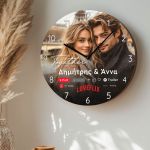 Μεγάλο Ρολόι Ξύλινο Τοίχου με Ονόματα και Φωτογραφία