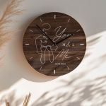 Ξύλινο Ρολόι Τοίχου με Αρχικά και Ημερομηνία, Δώρο για Ζευγάρια