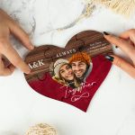 Ξύλινο Παζλ Καρδιά με Φωτογραφία, Δώρο Επετείου για Ζευγάρια