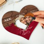 Ξύλινο Παζλ Καρδιά με Φωτογραφία, Δώρο Επετείου για Ζευγάρια
