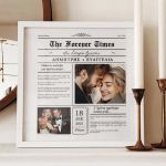 Κορνίζα με Σχέδιο Εφημερίδας και Φωτογραφίες, Δώρο Ζευγαριού