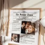 Κορνίζα με Σχέδιο Εφημερίδας και Φωτογραφίες, Δώρο Ζευγαριού