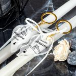 2 Λαμπάδες με Μπρελόκ Κλειδιών σε Σχήμα Καρδιά για Ζευγάρια