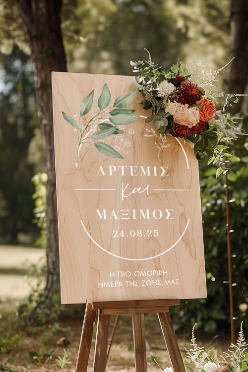 Ταμπέλα Καλωσορίσματος Γάμου με Σχέδιο Delicate Lines