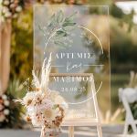 Ταμπέλα Καλωσορίσματος Γάμου με Σχέδιο Delicate Lines