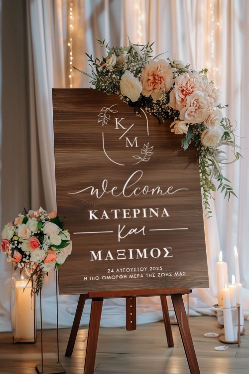 Πινακίδα Καλωσορίσματος Γάμου με Σχέδιο Modern Touch