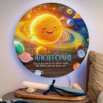 Φωτιστικό Τοίχου Παιδικό με Σχέδιο Διάστημα & Premium Λαμπάδα