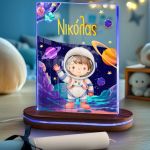 Σετ 3 Δώρα με Σχέδιο Αστροναύτης - Παγούρι, Φωτιστικό & Λαμπάδα