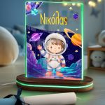 Σετ 3 Δώρα με Σχέδιο Αστροναύτης - Παγούρι, Φωτιστικό & Λαμπάδα