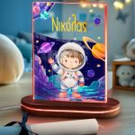 Σετ 3 Δώρα με Σχέδιο Αστροναύτης - Παγούρι, Φωτιστικό & Λαμπάδα