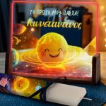 Φωτιστικό Οριζόντιο με Σχέδιο Πλανήτες και Premium Λαμπάδα