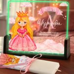 Φωτιστικό Οριζόντιο με Σχέδιο Πριγκήπισσα και Premium Λαμπάδα