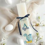 Πασχαλινή Παιδική Πλακέ Λαμπάδα με Σχέδιο Δεινόσαυρος