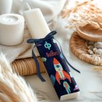 Λαμπάδα Πλακέ για Παιδιά με Σχέδιο Διαστημόπλοιο