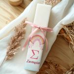 Χειροποίητη Λαμπάδα Πλακέ για Παιδιά με Σχέδιο Ουράνιο Τόξο