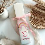 Χειροποίητη Λαμπάδα Πλακέ για Παιδιά με Σχέδιο Ουράνιο Τόξο