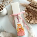 Χειροποίητη Λαμπάδα Πλακέ για Παιδιά με Σχέδιο Πριγκίπισσα