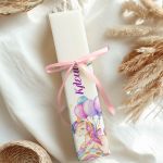 Παιδική Λαμπάδα Πλακέ Πάσχα με Θέμα Μονόκερος με Μπαλόνια