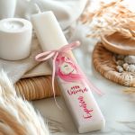 Πασχαλινή Παιδική Λαμπάδα Πλακέ με Σχέδιο Φούξια Μονόκερος