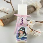 Premium Παιδική Πλακέ Λαμπάδα με Σχέδιο Μελαχρινή Γοργόνα