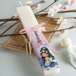 Premium Παιδική Πλακέ Λαμπάδα με Σχέδιο Μελαχρινή Γοργόνα