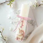 Πασχαλινή Παιδική Λαμπάδα Πλακέ με Θέμα Ροζ Μονόκερος