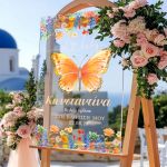 Ταμπέλα Καλωσορίσματος Βάπτισης με Σχέδιο Butterfly