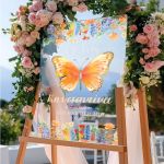 Ταμπέλα Καλωσορίσματος Βάπτισης με Σχέδιο Butterfly